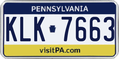PA license plate KLK7663