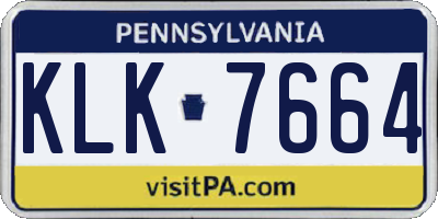 PA license plate KLK7664