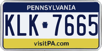 PA license plate KLK7665