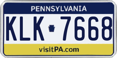 PA license plate KLK7668
