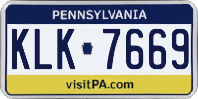 PA license plate KLK7669