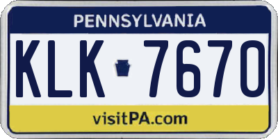PA license plate KLK7670