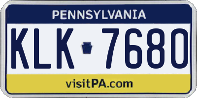 PA license plate KLK7680