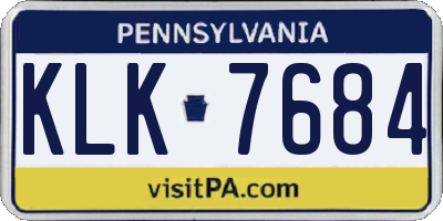 PA license plate KLK7684