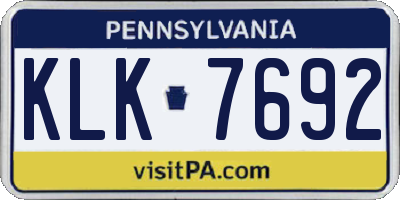 PA license plate KLK7692
