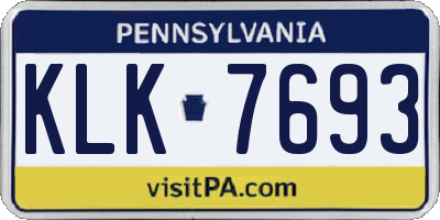 PA license plate KLK7693