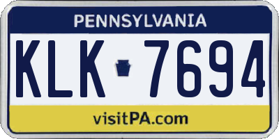 PA license plate KLK7694