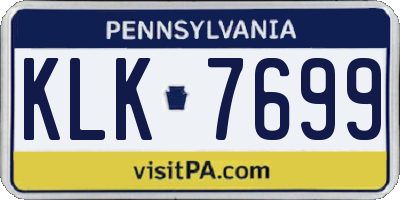 PA license plate KLK7699