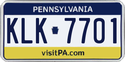 PA license plate KLK7701