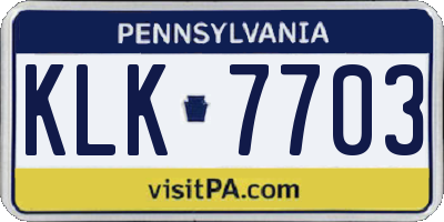 PA license plate KLK7703