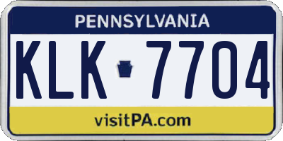PA license plate KLK7704