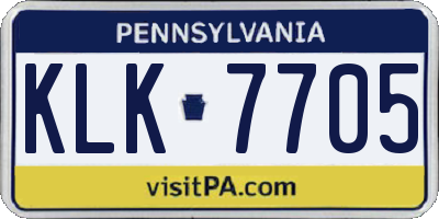 PA license plate KLK7705