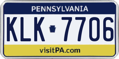PA license plate KLK7706
