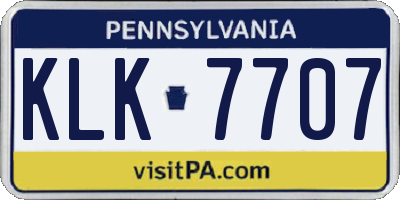 PA license plate KLK7707