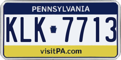 PA license plate KLK7713