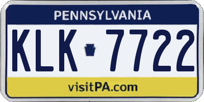 PA license plate KLK7722
