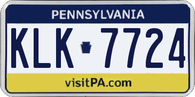 PA license plate KLK7724
