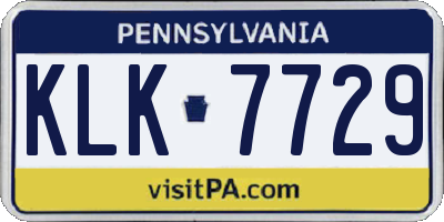 PA license plate KLK7729