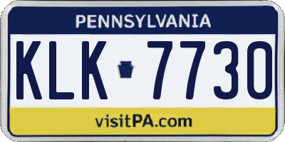 PA license plate KLK7730