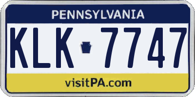 PA license plate KLK7747