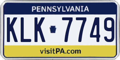 PA license plate KLK7749