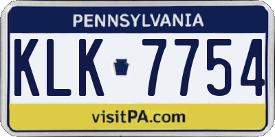 PA license plate KLK7754