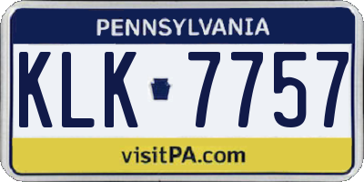 PA license plate KLK7757