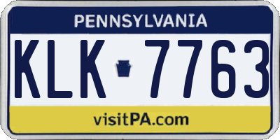 PA license plate KLK7763