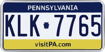 PA license plate KLK7765