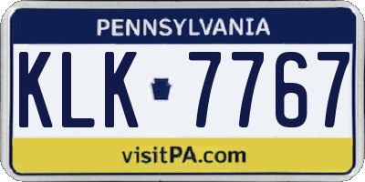 PA license plate KLK7767