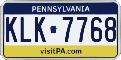 PA license plate KLK7768