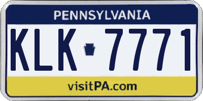 PA license plate KLK7771