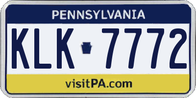 PA license plate KLK7772