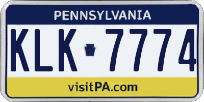 PA license plate KLK7774