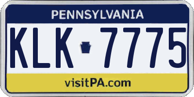 PA license plate KLK7775