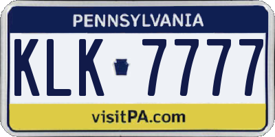 PA license plate KLK7777
