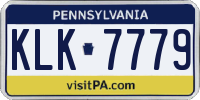 PA license plate KLK7779