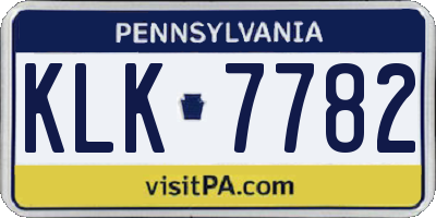 PA license plate KLK7782
