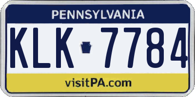 PA license plate KLK7784
