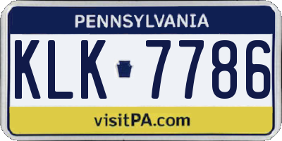 PA license plate KLK7786