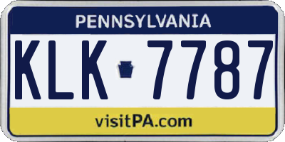 PA license plate KLK7787