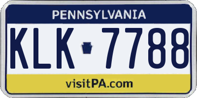 PA license plate KLK7788