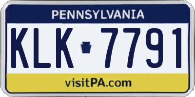 PA license plate KLK7791