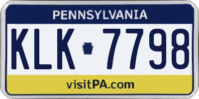 PA license plate KLK7798