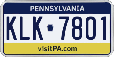 PA license plate KLK7801