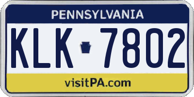 PA license plate KLK7802
