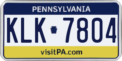 PA license plate KLK7804