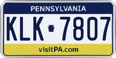 PA license plate KLK7807