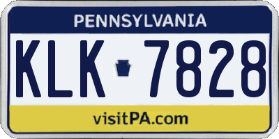 PA license plate KLK7828