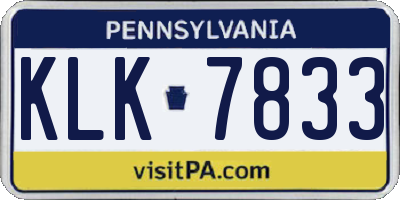 PA license plate KLK7833